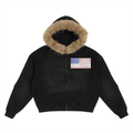 usakes,sakes,graphic,fur,hoodie,black,winter,jacket,coat